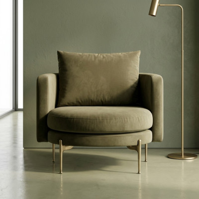 Fauteuil voor woonkamer modern design hout met textiel ronde lounge club.