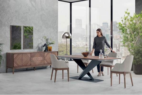 Luxe set voor eetkamer 5-delig tafel 4x stoelen met dressoir Tafels hout