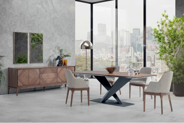 Luxe set voor eetkamer 5-delig tafel 4x stoelen met dressoir Tafels hout