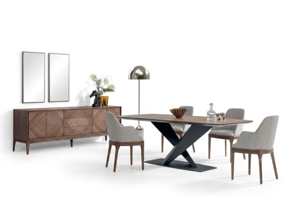 Luxe set voor eetkamer 5-delig tafel 4x stoelen met dressoir Tafels hout