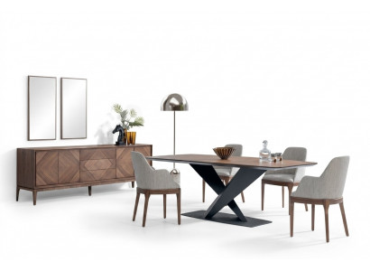 Luxe set voor eetkamer 5-delig tafel 4x stoelen met dressoir Tafels hout