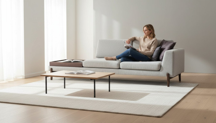 Luxe woonkamerbank in modern design van hout met textiel lounge clubbank Big