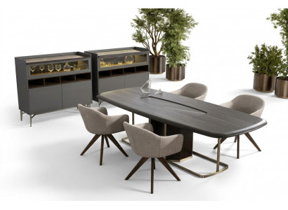Houten luxe eetkamer set moderne eettafel 4x stoelen met dressoir meubels