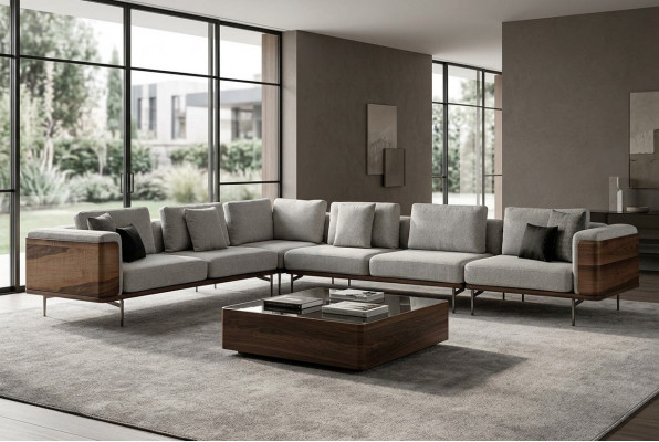 Woonkamer hoekbank L-vorm Hout Modern met luxueus ontwerp Hoekbank