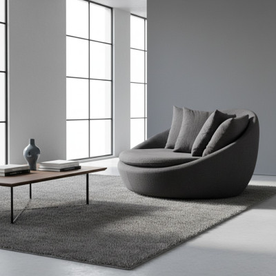 Fauteuil Bekleding Zitter Modern Ontwerp Grijs Lounge Luxe Woonkamer Club