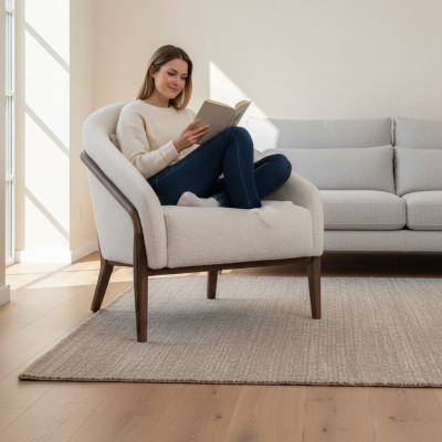 Fauteuil Bekleding Zitter Modern Ontwerp Grijs Lounge Luxe Woonkamer