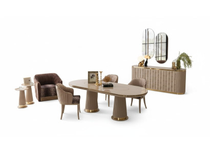 Luxe eetkamer set eetgroep eettafel 4x stoelen dressoir met 2x spiegel