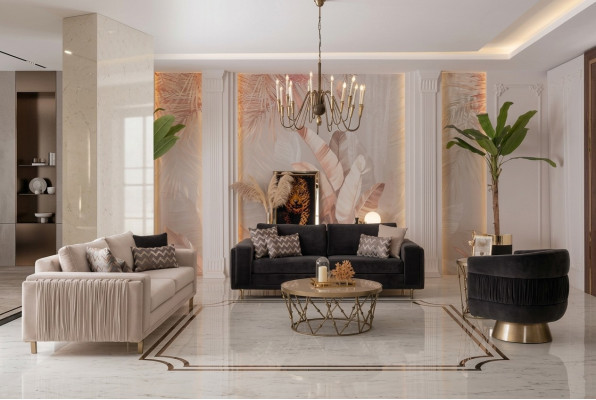Elegante bankstel bankstel 3+3-zits met fauteuil voor woonkamer Nieuw design