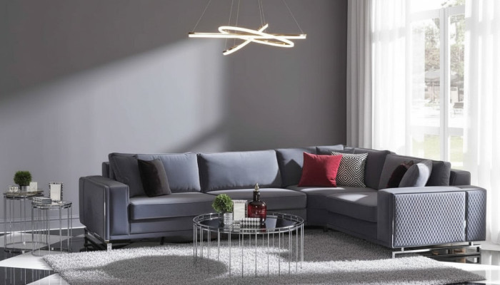 Luxe hoekbank L-vormige grijze hoekbank textielbank bankontwerp sofa