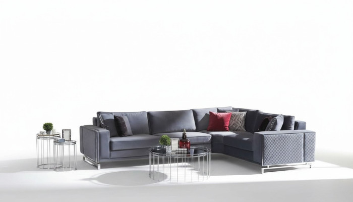 Luxe hoekbank L-vormige grijze hoekbank textielbank bankontwerp sofa
