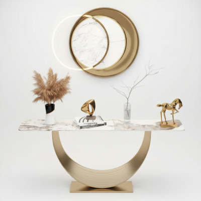 Console woonkamer bijzettafel modern ontwerp meubels hout goud nieuw