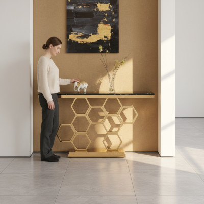 Console tafel Roestvrij Staal Goud Woonkamer Meubels Consoles 140cm Nieuw