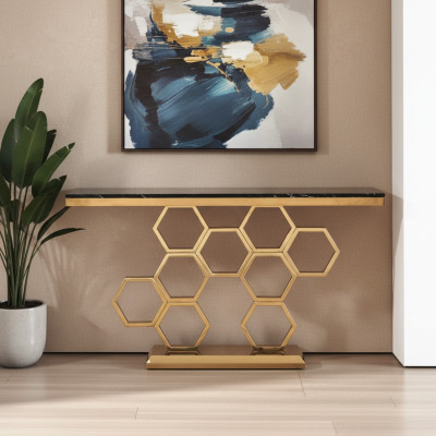 Console tafel Roestvrij Staal Goud Woonkamer Meubels Consoles 140cm Nieuw