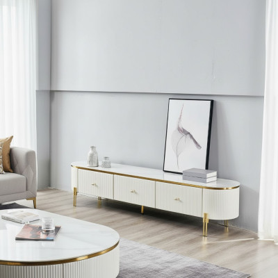 TV-standaard RTV Lowboard Wit Modern Woonkamer Sideboard Hout Nieuw