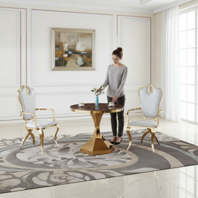 Eettafel meubels luxe hout modern roestvrij staal woonkamer design nieuw goud