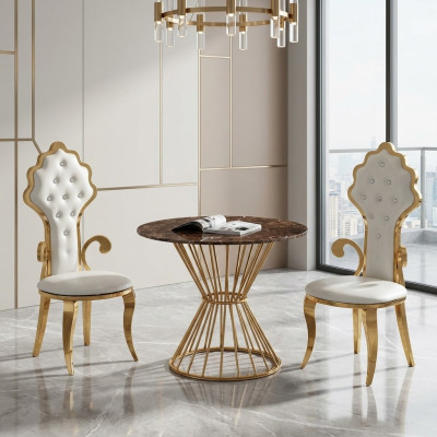 Eettafel Koffietafel Woonkamer Goud Luxe Design Ronde Tafel Roestvrij Staal