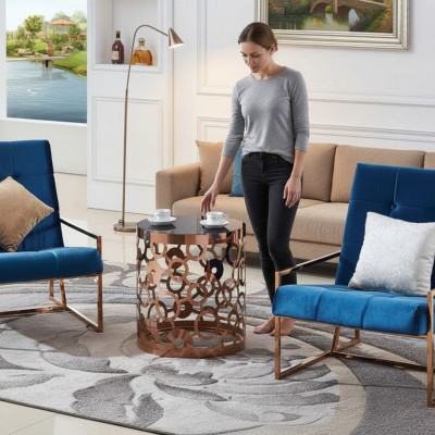 Salontafel Koffietafel Bijzettafel Designer Tafel Roestvrij staal Goud Nieuw