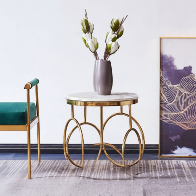 Bijzettafel Tafel Bijzettafel Designer Meubels Goud Rond Roestvrijstalen Tafel
