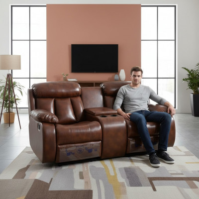 Bank 2-zitsbank Bank Stoff Ontwerper Ontspanningsfunctie Woonkamer Bruin Nieuw