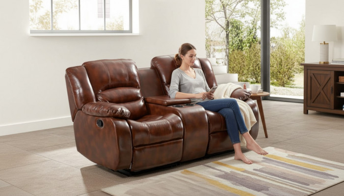 Bank 2-zits designbanken gestoffeerde banken Relax bruin woonkamer
