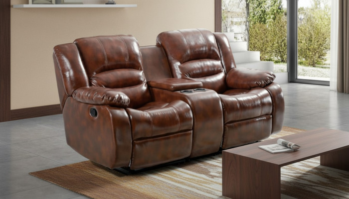 Bank 2-zits designbanken gestoffeerde banken Relax bruin woonkamer