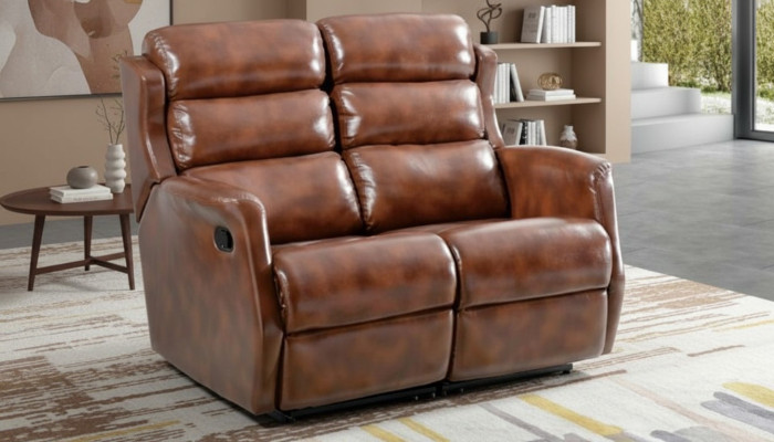 Sofa 2-zits Bruin Banken Stijl Luxe Woonkamer Modern Ontwerp Kunstleer