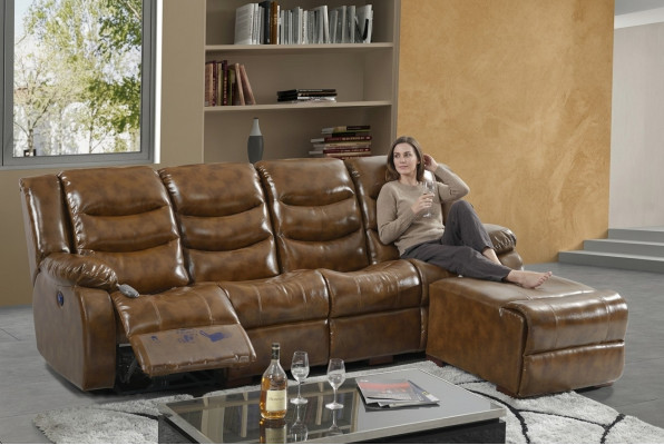 Luxe meubels bank 4-zits poef bank ontwerp bekleding ontspanning woonlandschap