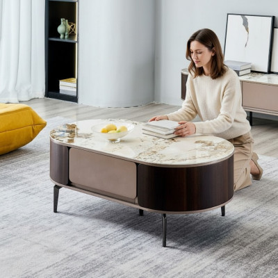 Ontwerper Bruine salontafel Woonkamer Houten meubels Bijzettafel Nieuw