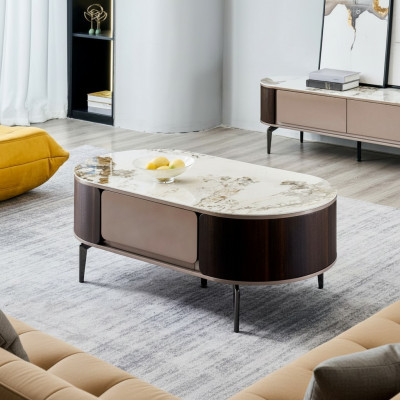 Ontwerper Bruine salontafel Woonkamer Houten meubels Bijzettafel Nieuw