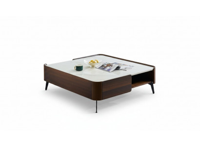 Luxe Italiaanse koffietafel van echt hout voor de woonkamer, ontworpen meubels.