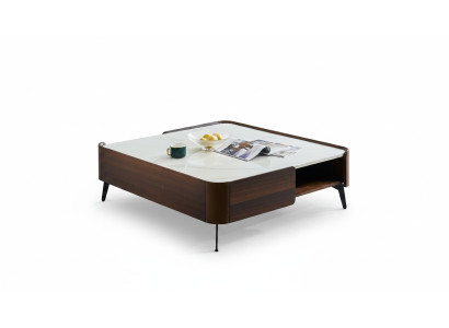 Luxe Italiaanse koffietafel van echt hout voor de woonkamer, ontworpen meubels.