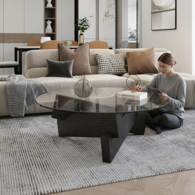 Salontafel Design Meubels Luxe Nieuw zwart Modern Woonkamer Hout Glas