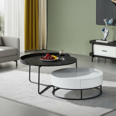 Bank Salontafel Koffie Bijzettafel Ontwerp Luxe Ronde Tafels 2x Set Modern Nieuw