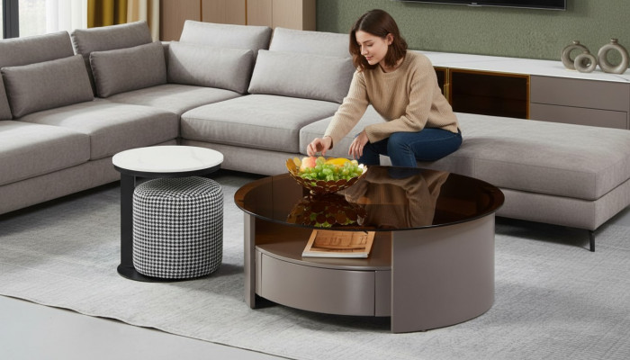 Grijze salontafel tafel bijzettafel koffietafel luxe design modern