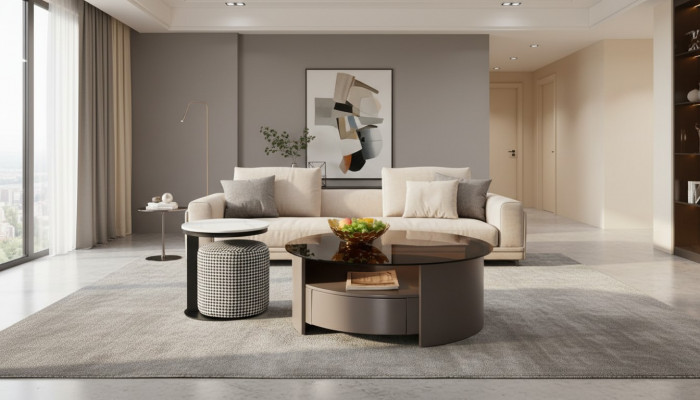 Grijze salontafel tafel bijzettafel koffietafel luxe design modern