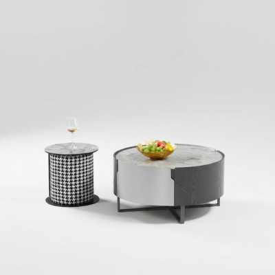 Salontafel Ronde Set van 2 Bijzettafels Woonkamer Tafels Ontwerp Nieuw
