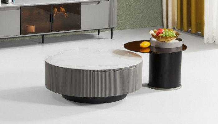 Runder set 2x salontafels bijzettafel ontwerp woonkamer