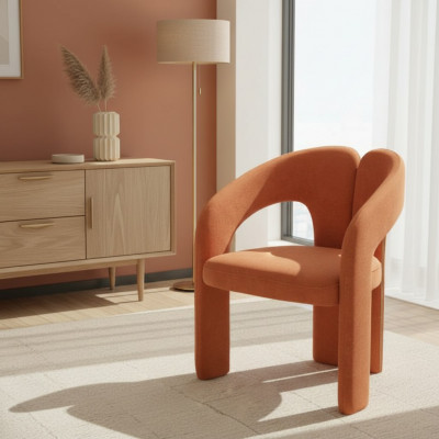 Oranje fauteuil woonkamer stoel eenzitter gestoffeerde zitmeubel lounge relax
