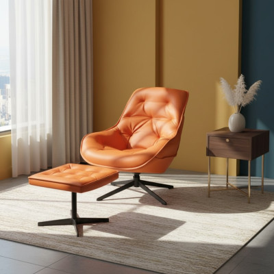 Klassiek ontwerp gestoffeerde fauteuilset Chesterfield zitgroep + voetenbankje