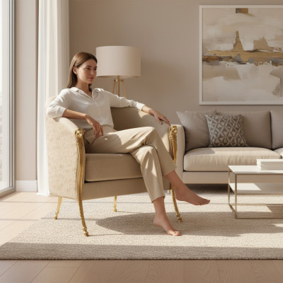 Luxe designer fauteuil lounge club ontspanning woonkamer gestoffeerde bank zits.