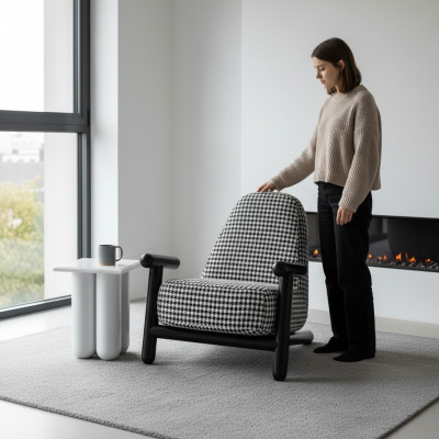 Fauteuil Desig Bank 1-Zits Relax Textiel Lounge Luxe Bekleding Club Nieuw