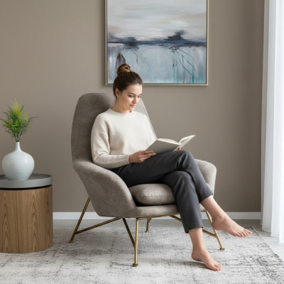 Fauteuil Ontwerp Luxe Textiel Bekleding Set Woonkamer Grijs Inrichting