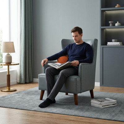Ontwerp Fauteuil Kunstleer Bank Bank Bekleding Eenpersoonsstoel Nieuw