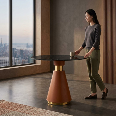 Eettafel Ronde eettafel zwart Ronde tafel Stijl Modern Roestvrij staal Luxe