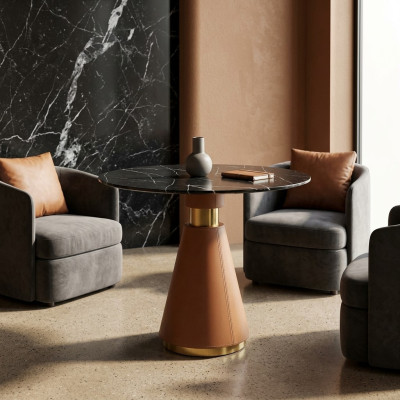 Eettafel Ronde eettafel zwart Ronde tafel Stijl Modern Roestvrij staal Luxe