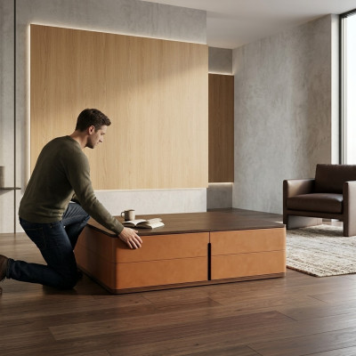 Woonkamer salontafel Oranje Luxe Materiaal Hout Stijl Moderne Tafels