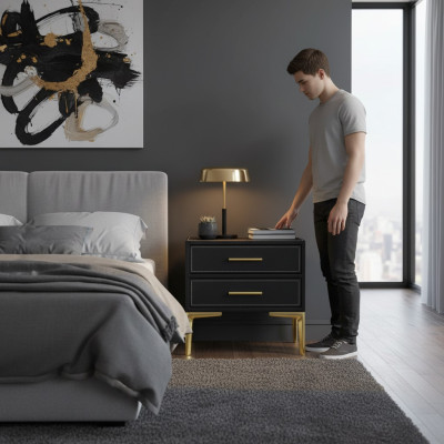 Nachtkastje Luxe zwart Slaapkamer Nieuw Design Meubilair Stijl Modern