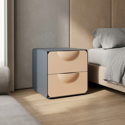 Beige nachtkastje met 2 laden slaapkamer nachtkastje houten console