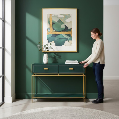 Console tafel Groen Woonkamer Meubels Hout Roestvrij staal Meubels Luxe Sideboard