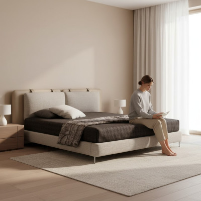 Slaapkamer Groot tweepersoonsbed stijlvol bed Hout Nieuw Luxe Modern